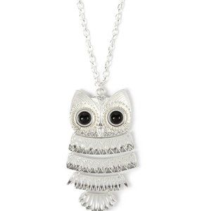 NEW Silver Multi-Tier Owl Pendant Necklace